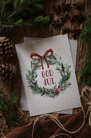 Majas Julkort God Jul ( med krans )