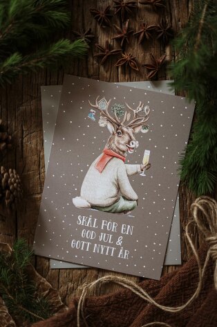 Majas Julkort Skål för en God Jul & Gott nytt år!