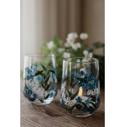 Handmlat Glas | Lykta Bloomy Bl