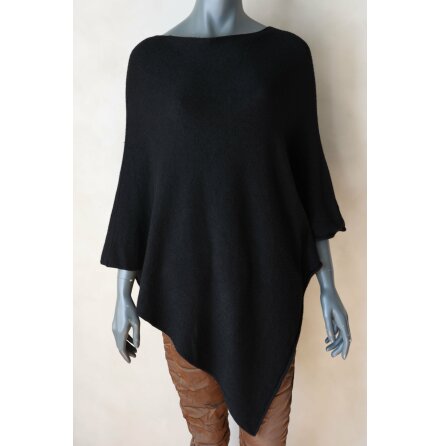 Stickad Poncho Svart
