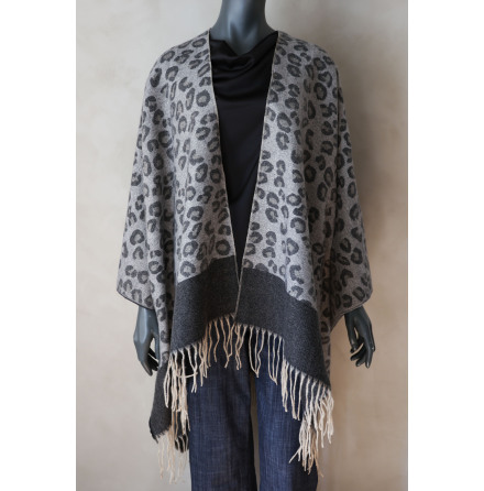 Lng Poncho Leo Med Fransar Gr