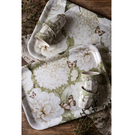 Majas Bricka Hortensia & Butterflies Gr�n