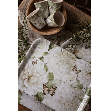 Majas Bricka Hortensia & Butterflies Vit