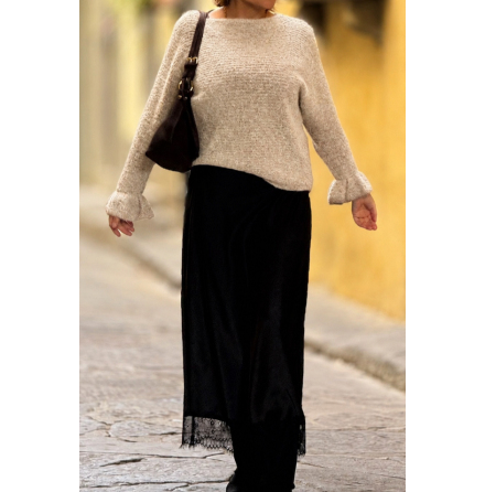 Stickad Tr�ja Volang Sand
