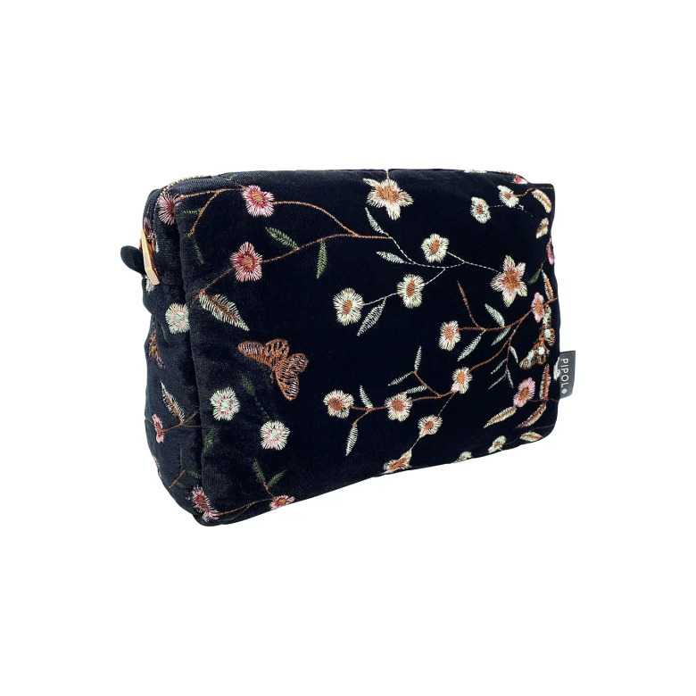 Garden Velvet Medium Cosmetic Black Necess�r